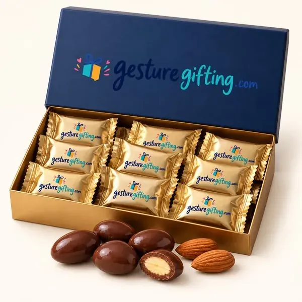 Chocolate Coated Almonds Box with your logo