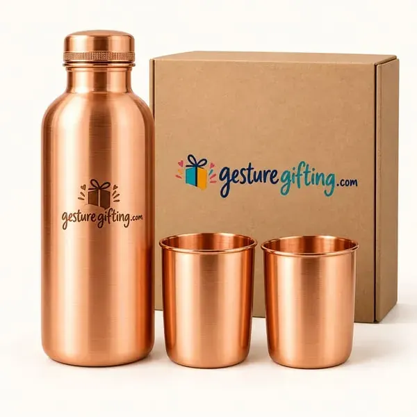 Copper Bottle & Glass Set with your logo