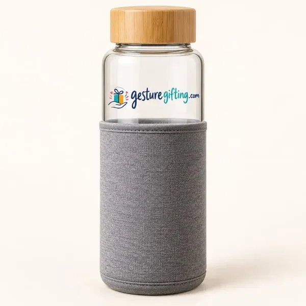 Glass Bottle with Bamboo Lid with your logo