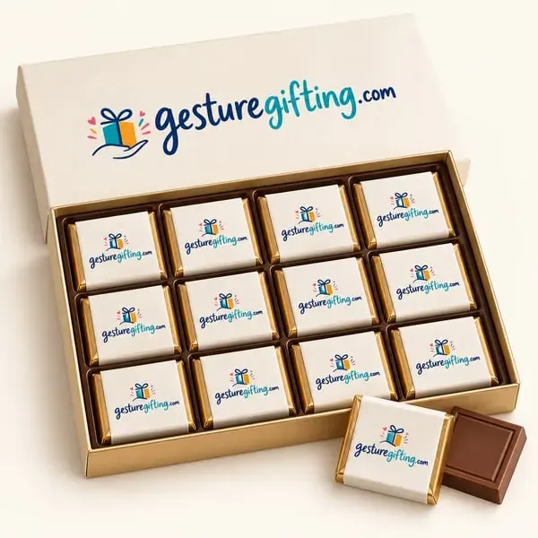Logo-printed Chocolate Squares 12 pcs with your logo